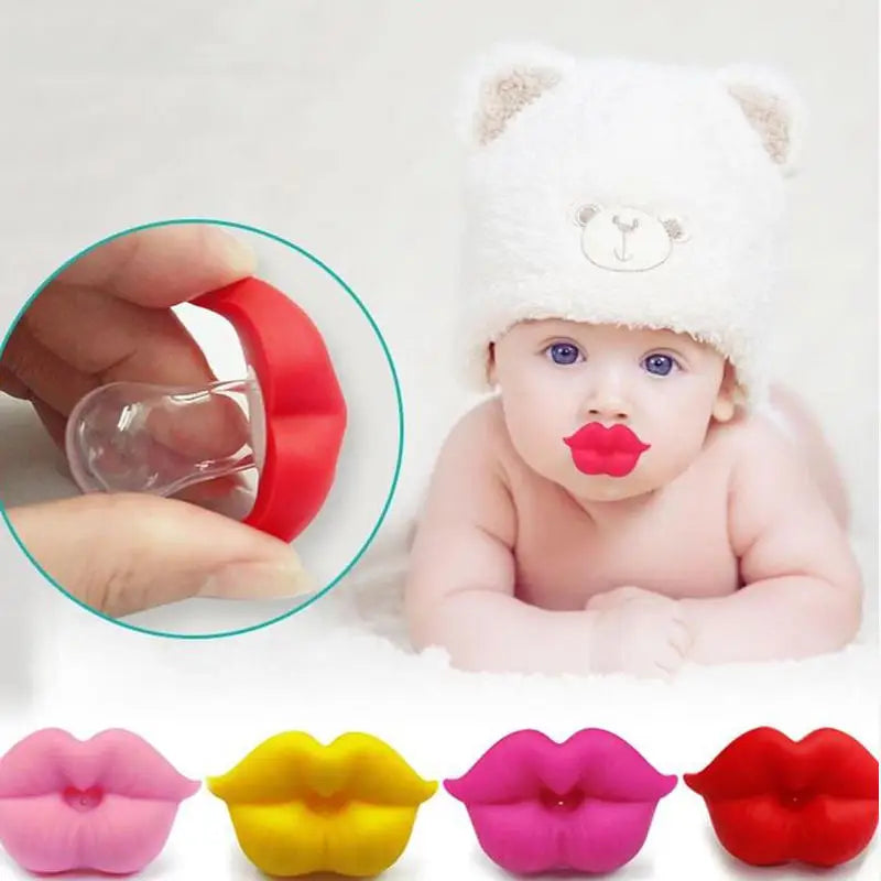 Silicone Pacifier with Funny Mustache and Red Lips – Orthodontic Baby Soother and Teether for Toddlers