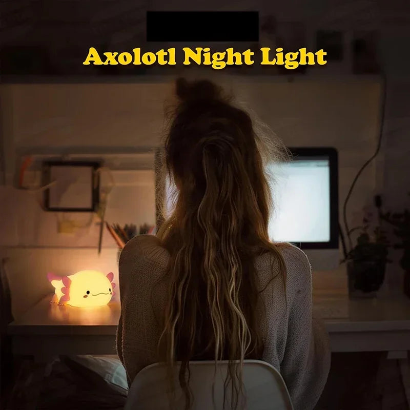 Adorable Axolotl Night Light  – Magical Comfort for Your Little One! Touch, charge, and enjoy the soft glow!